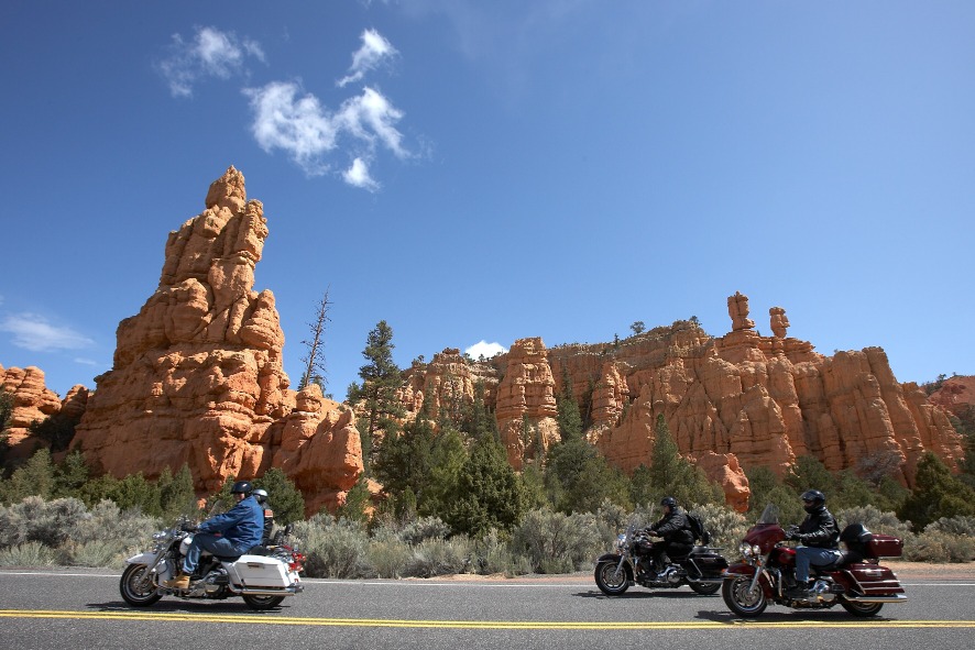 Motorrijders bij Bryce Canyon, Utah