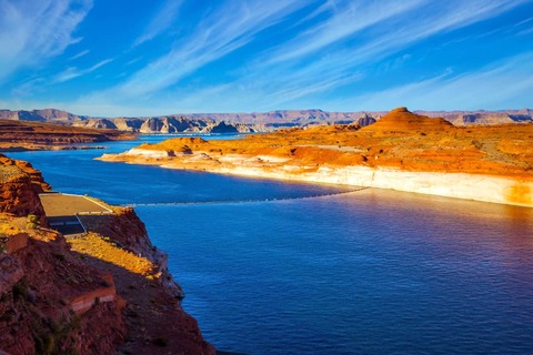 Glen Canyon Dam, Arizona, in the Grand Canyon Gorge. The largest reservoir in the United States