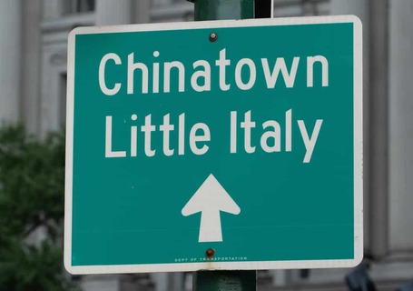 Chinatown and Little Italy street sign