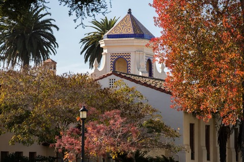 Autumn view of the historic downtown City Hall of downtown Santa Maria, California, USA.