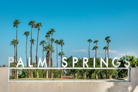 Palm Springs city name sign, California