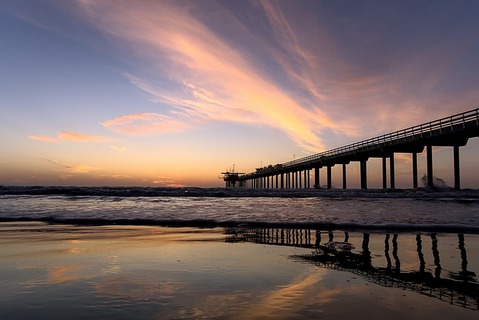 Beautiful sunset pier la jolla san diego coastal reflections