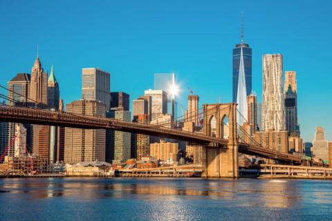 Brooklyn Bridge and New York City skyline