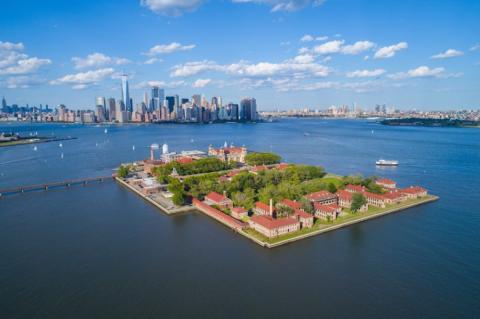 Uitzicht over Ellis Island